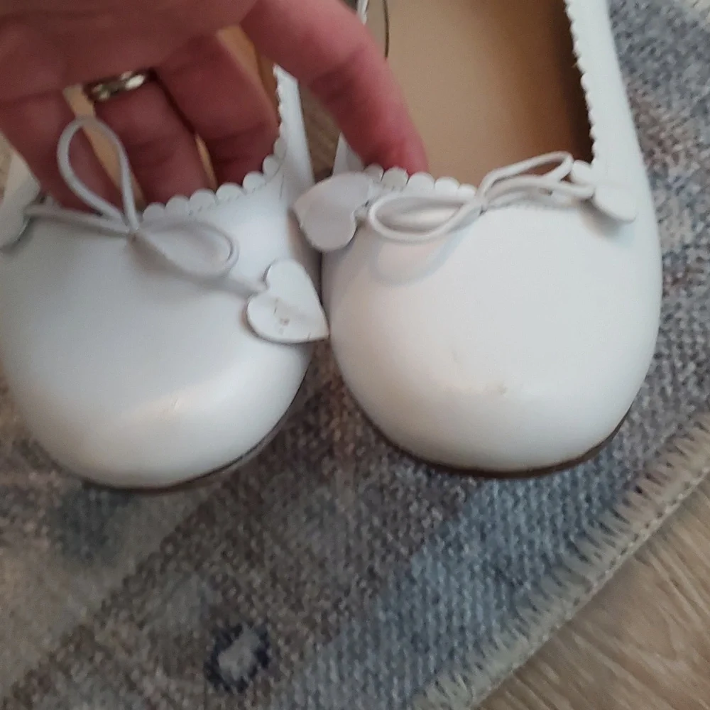 Elephantito Girls Scalloped Ballerina Flats Slip-on Shoes White Sz3